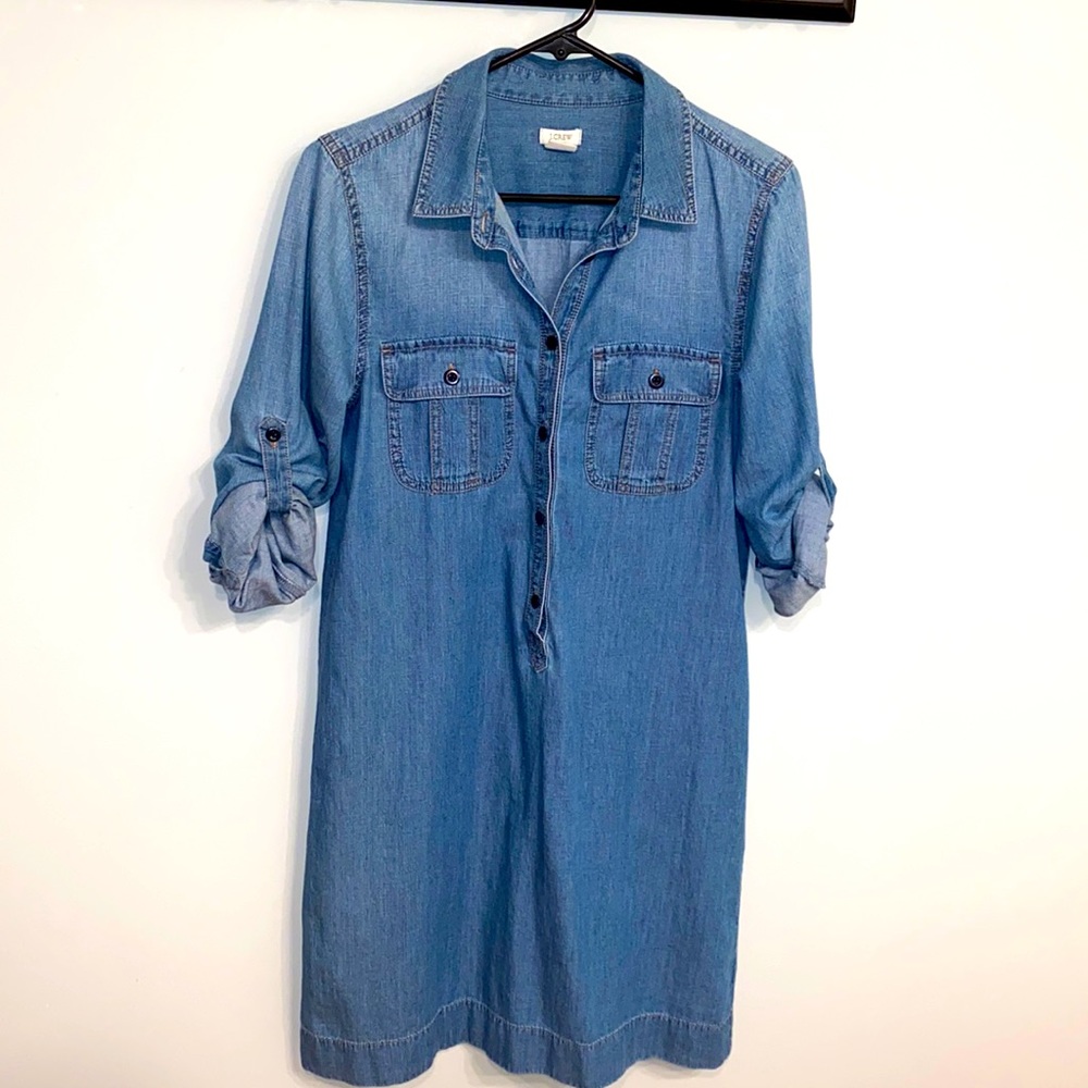 J Crew, soft, denim Jean dress, worn once, great condition, no flaws, size 4